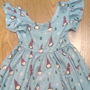 Dot Dot Smile Teal Dress with Whimsical Print